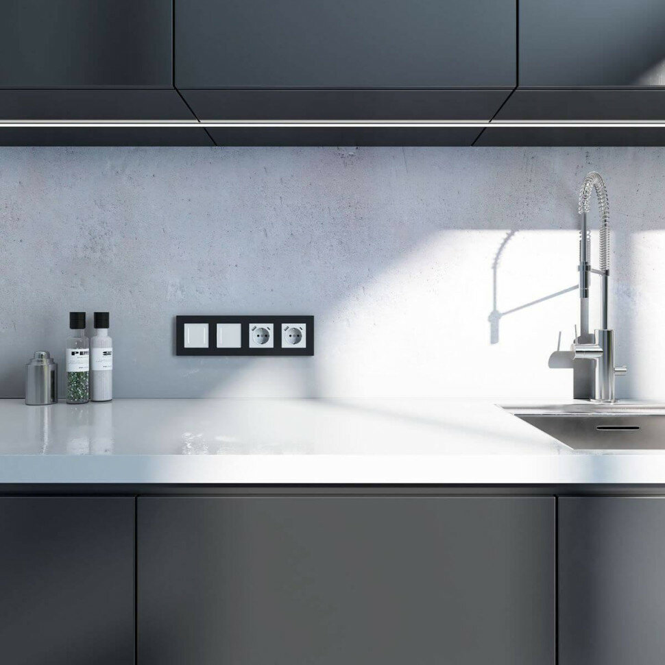 Рамка на 4 поста Werkel Slab (Черный soft) — фото 1