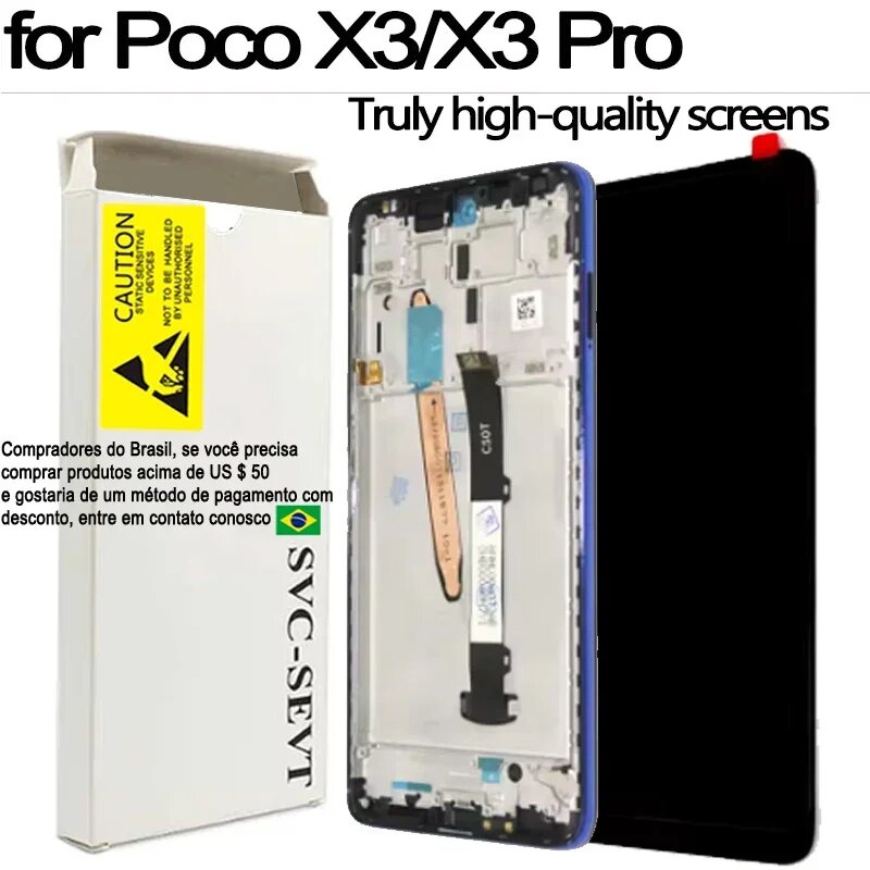 Оригинальный ЖК-дисплей POCO X3 Pro для Xiaomi POCO X3 NFC, ЖК-дисплей, дигитайзер сенсорного экрана в сборе, детали для Xiaomi POCO X3 M2007J, Black No Frame