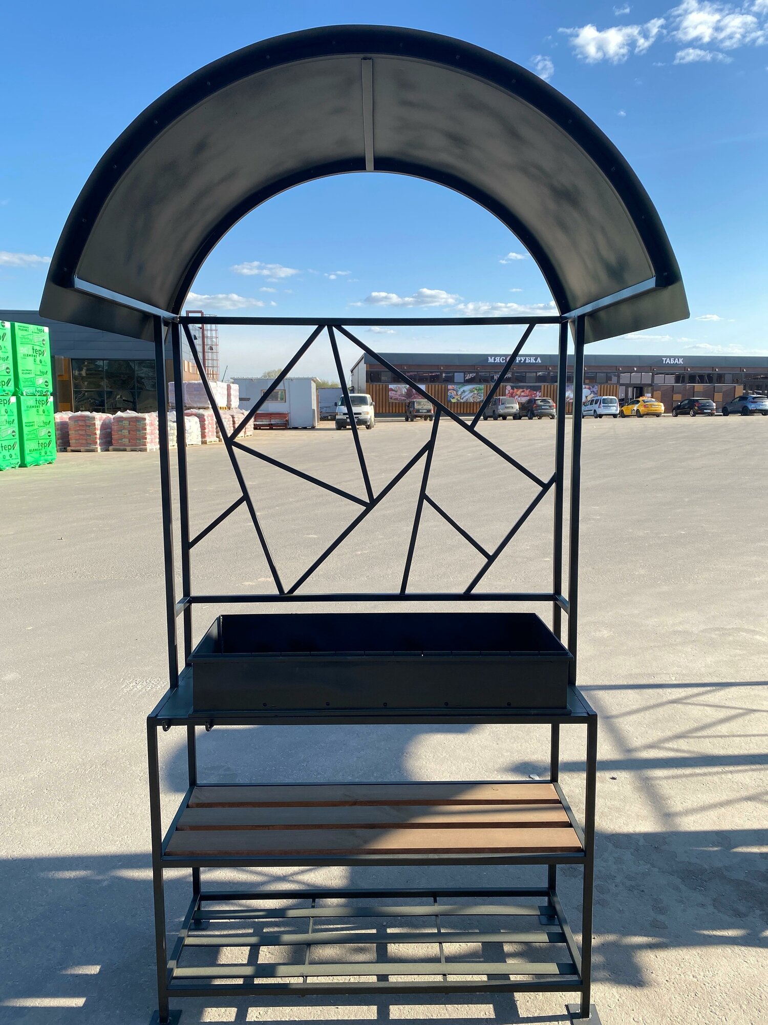 Мангал с крышей Хобби 4мм жаровня 110*80*220 см, стационарный