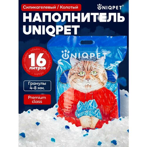 Наполнитель для кошачьего туалета силикагелевый впитывающий UNIQPET, 16л