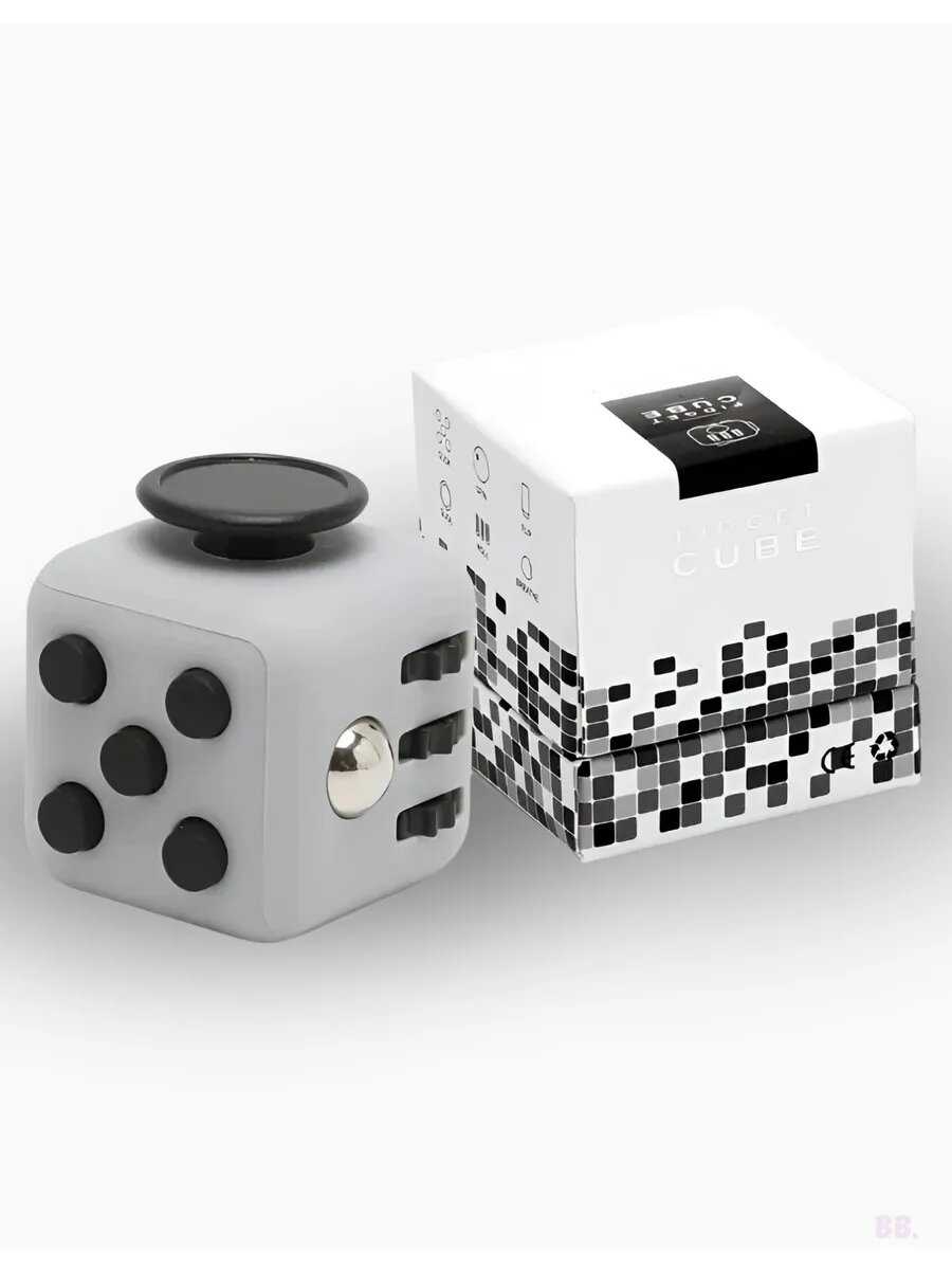 Антистресс-куб Cube с кнопками, успокаивающая игрушка для рук, серый — фото 1