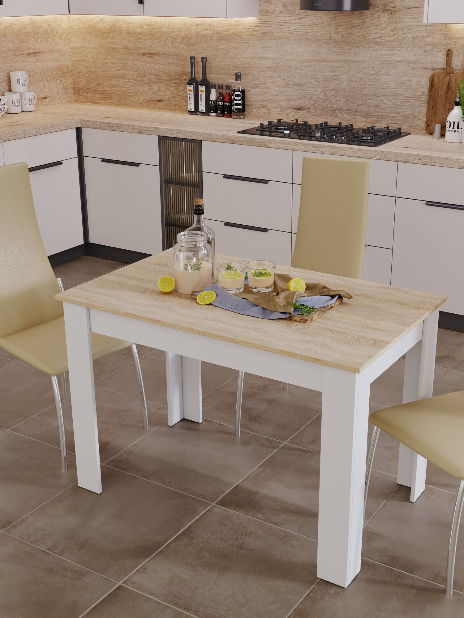 Стол обеденный FRENT Вегас тип 2 ЛДСП дуб сонома/белый 110 x 67 x 73 см