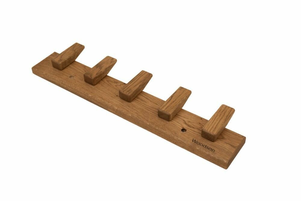 Вешалка Woodson, дуб, для бани, настенная, 5 крепежей, коричневая — фото 1