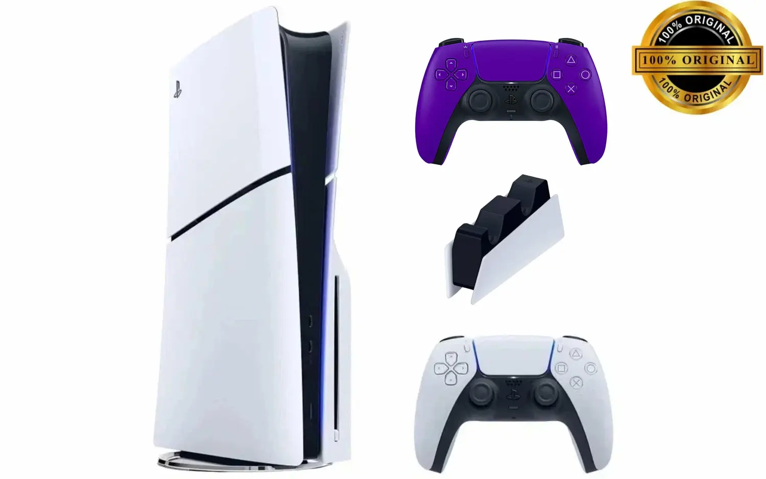 Игровая приставка Sony PlayStation 5 Slim с дисководом 1ТБ два геймпада (фиолетовый) + зарядная станция