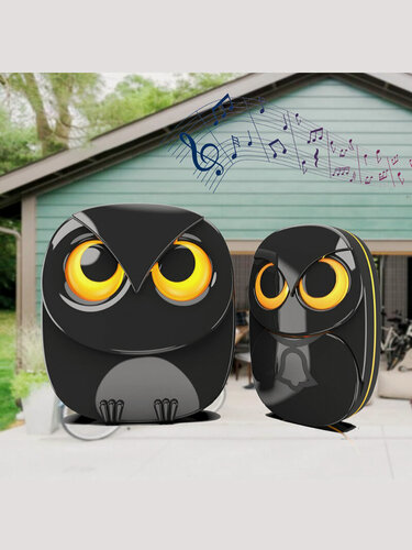 Изображение товара Уличный звонок Owl, звонок дверной, беспроводной, с козырьком, 35 мелодий, жёлтый/чёрный
