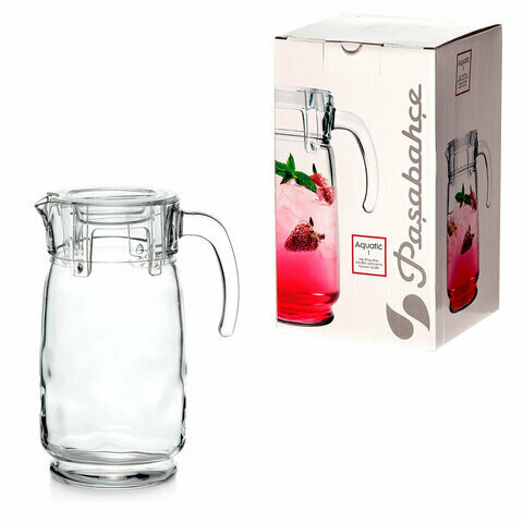 Кувшин прозрачный с крышкой, объем 1650 мл, стекло, PASABAHCE "акватик", фирменная подарочная упаковка, 43324