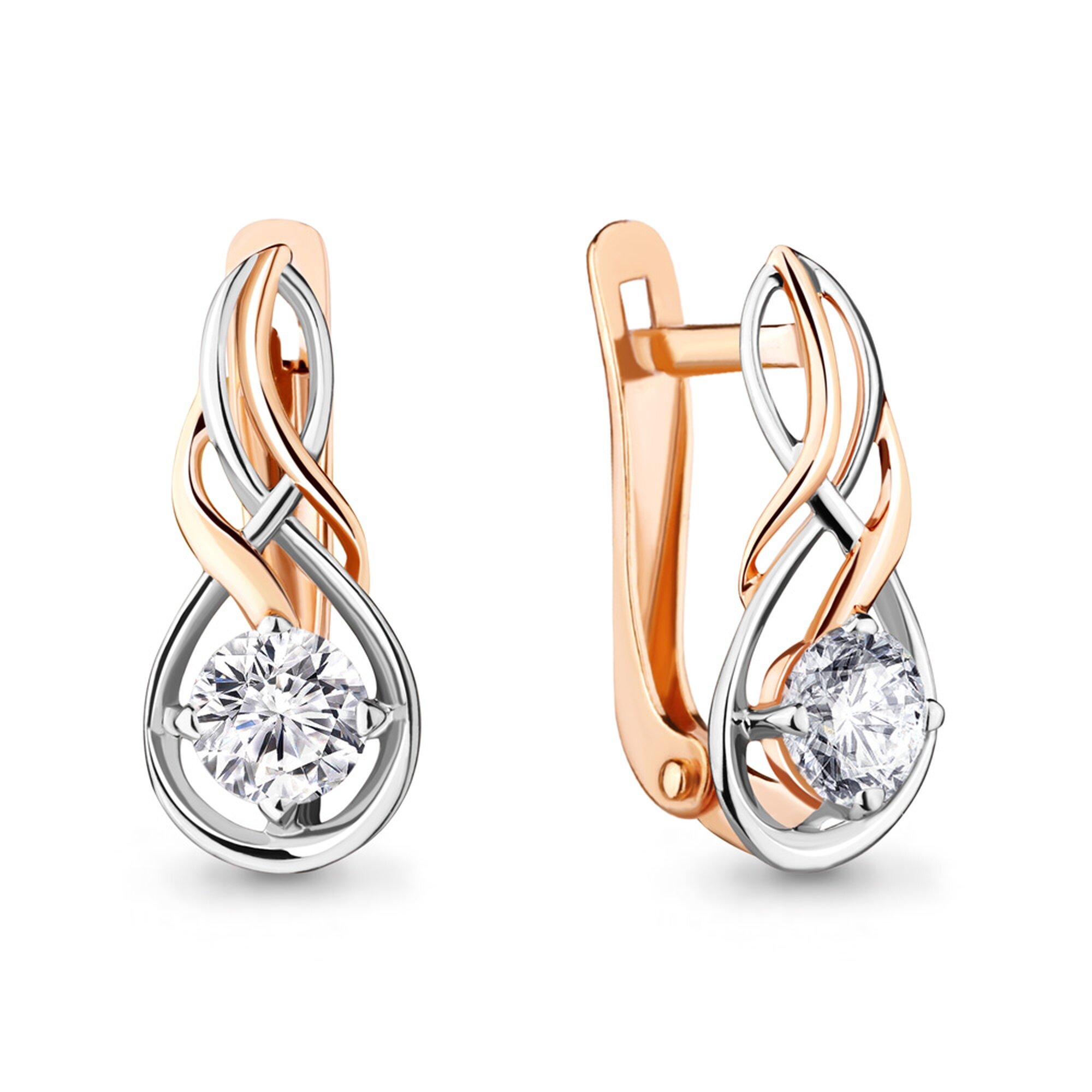 Серьги Diamant online, красное золото, 585 проба, фианит
