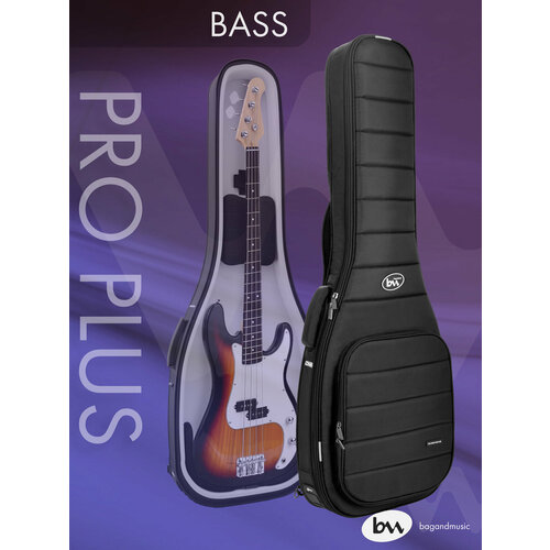 фото Чехол для бас-гитары bag&music bass pro plus (полужесткий, черный) bagandmusic