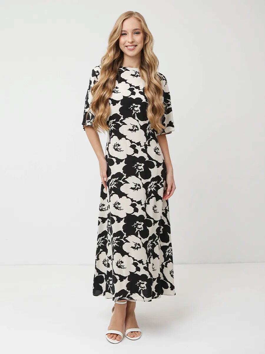 Платье FABRETTI Весна-Лето 2025, размер 50, зеленый/белый