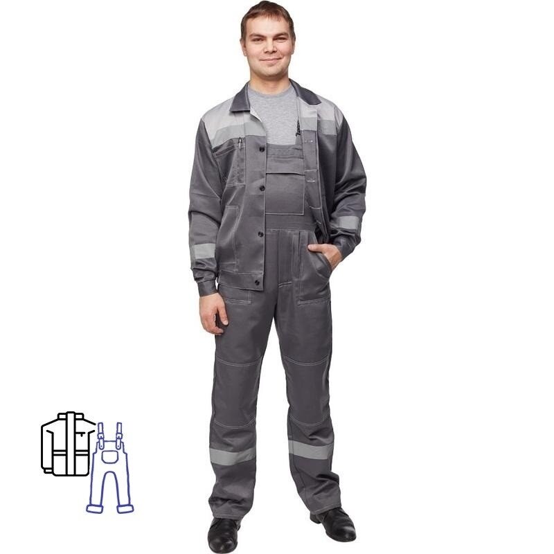 Костюм рабочий КНР летний мужской л22-КПК темно-серый светло-серый размер 44-46 рост 182-188 см (л22-КПК муж т-сер/св-сер)