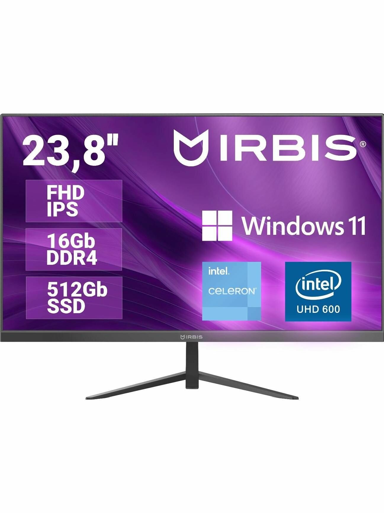 Моноблок Irbis "MB2381N", 23", Windows 11, i3, 512 GB, серый