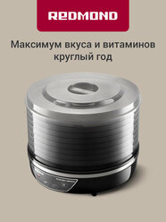 Сушилка для овощей и фруктов REDMOND FD1103, электросушилка, дегидратор, 8 регулируемых уровней, поддон для пастилы