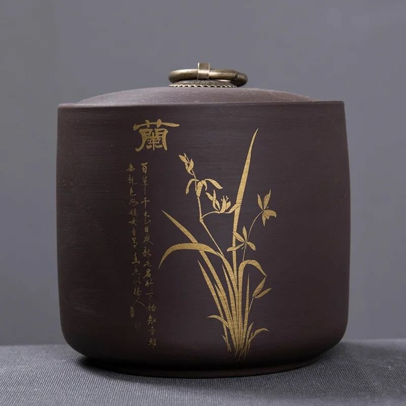 Чайница "вогдаль", для хранения, герметичная, крышка из керамики, фиолетовая