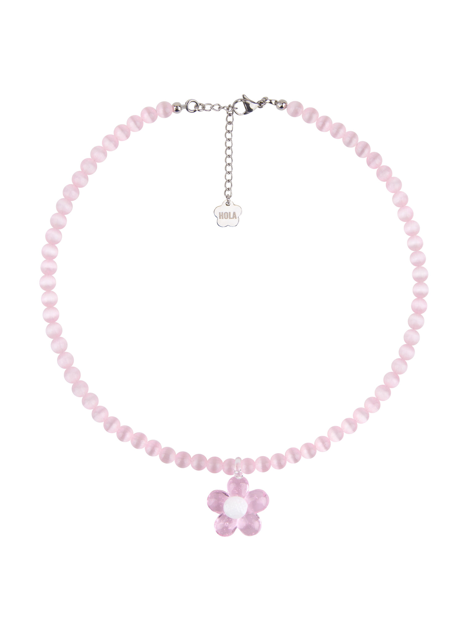 Колье Hola Jewelry стекло длина 40 см розовый