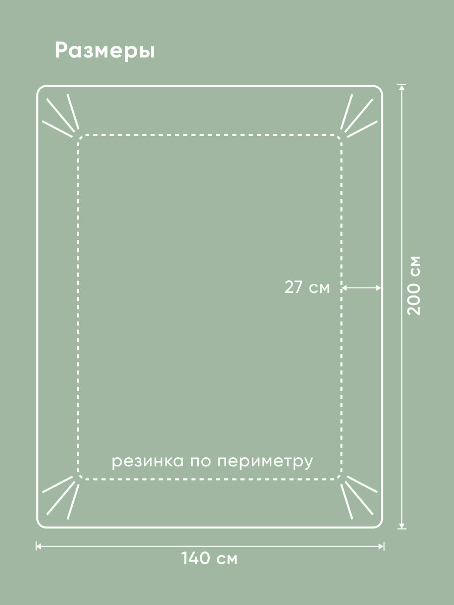Простыня на резинке Askona (Аскона) Natural Balance Оливково-серый 140x200x27 — фото 1