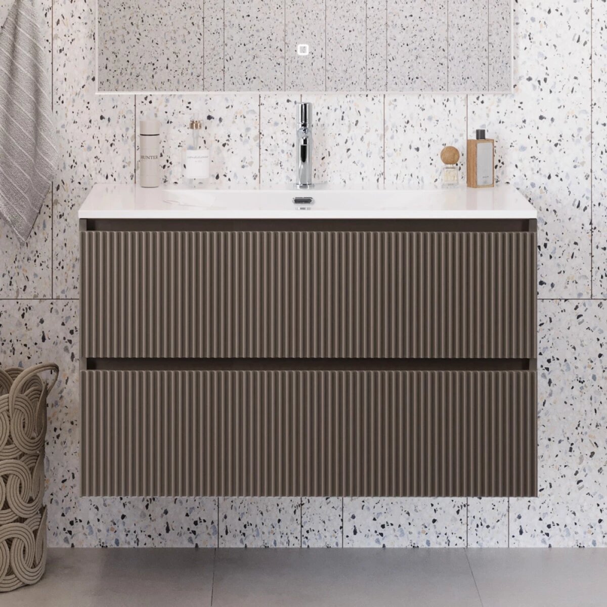 Тумба под раковину 90 BelBagno Uno UNO-MINI-900-2C-SO-GSO темно-серый матовый, без раковины