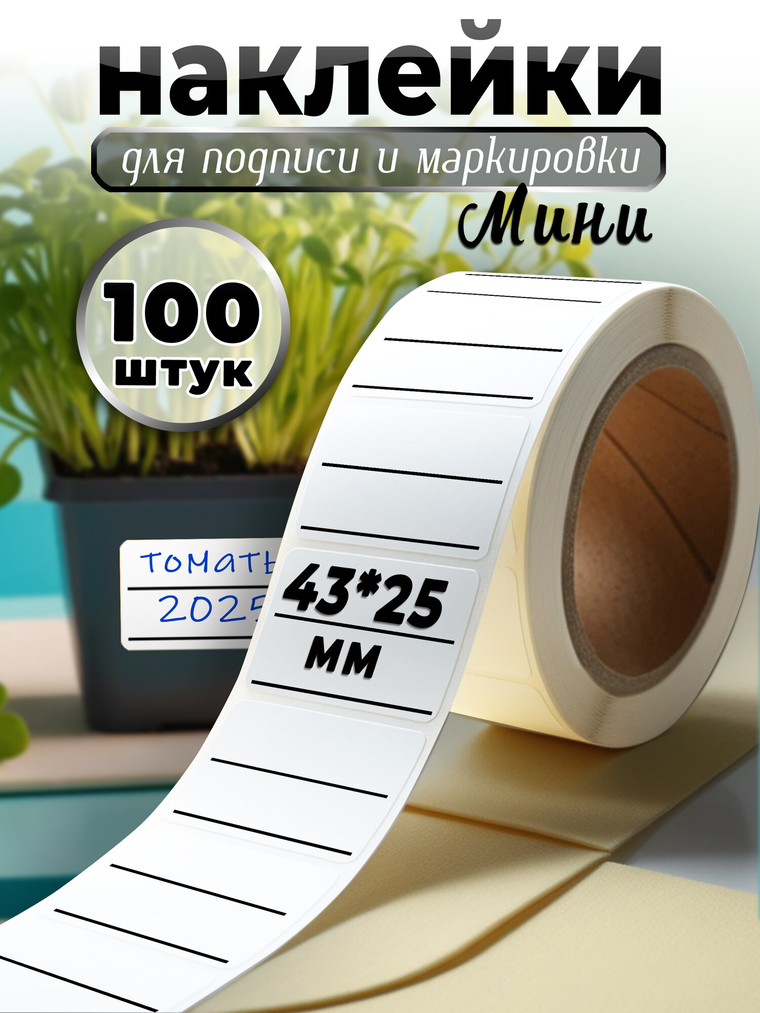 Наклейки для ручного заполнения. Размер 43х25мм. Универсальные