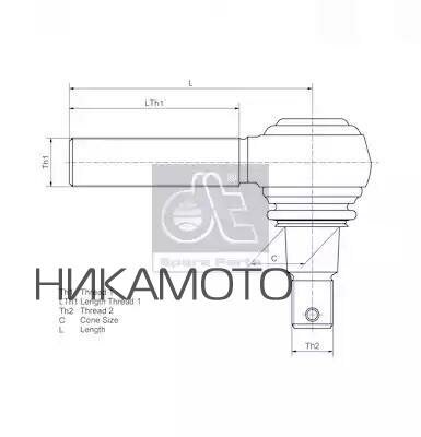 DT SPARE PARTS 253006 Наконечник рулевой тяги Volvo F/FL/N/NL левая резьба L 120мм