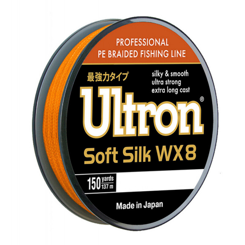 Плетеный шнур ULTRON WX8 Soft Silk 0.12 мм, 10,0 кг, 100м, оранжевый