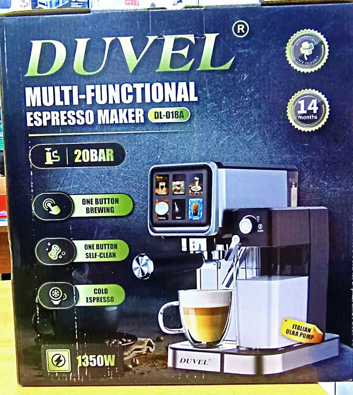 Кофемашина DUVEL DL-018A, рожковая, с автоматическим капучинатором, высокое давление