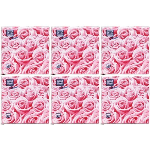 Home Collection Салфетки Classic, Розовые розы, 3 слоя, 33 х 33 см, 20 шт, 6 уп