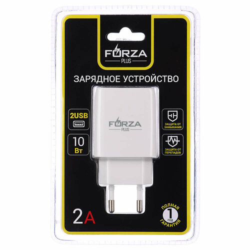 Зарядное устройство Forza 220в 2 usb 2а, арт. 916-217
