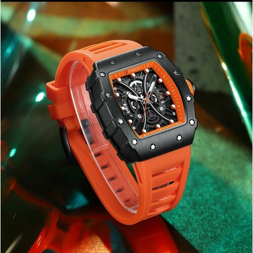 фото Наручные часы curren часы наручные на силиконовом ремешке curren, оранжевый