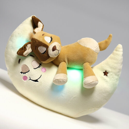 фото Музыкальная интерактивная игрушка для сна зверюшки-баюшки 18868n лунатики / собака / мягкая, цветной свет, ночник