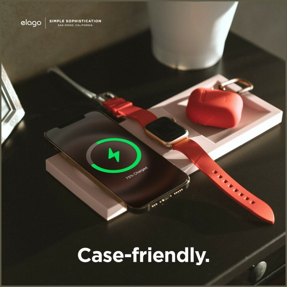 Док-станция Elago Charging Tray Duo for MagSafe (без кабеля) цвет "Розовый песок" (EMSTRAY-DUO-SPK)