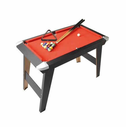 Бильярд деревянный напольно настольный вариант на ножках красное сукно, стиль карбон 90 см.