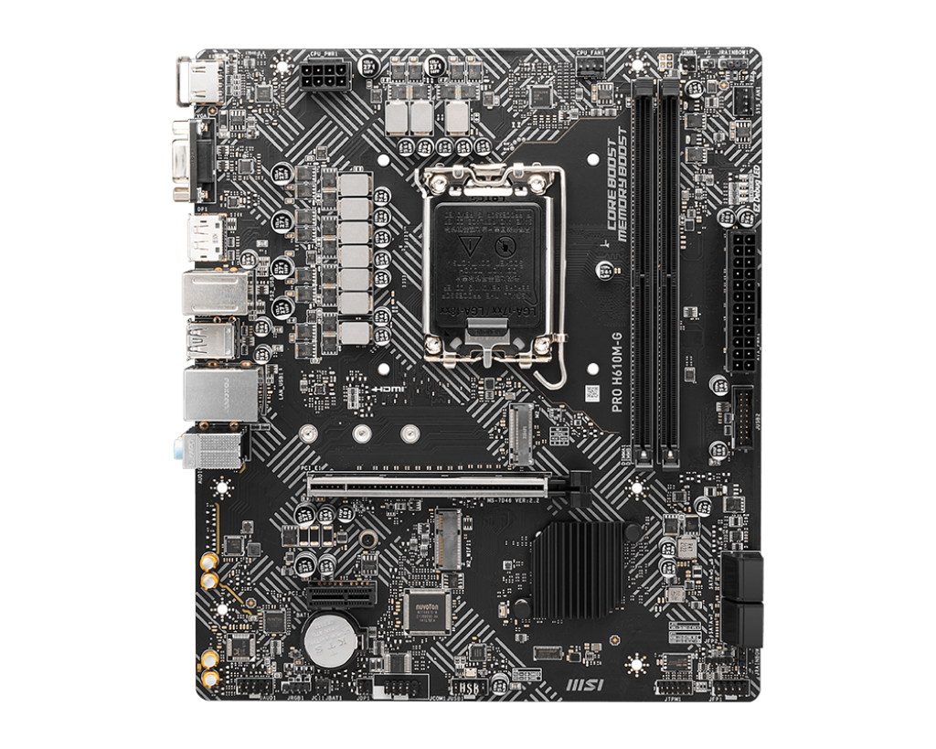 MSI Материнская плата Socket1700 MSI PRO H610M-G (iH610, 2xDDR5, M.2, SATA III, PCI-E, D-Sub, HDMI, DP, 1Гбит LAN, USB3.2, mATX) (ret)