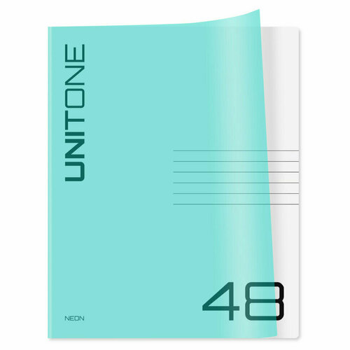 Тетрадь 48л. клетка BG "UniTone. Neon", пластиковая обложка, неон голубой, 12 штук, 359082