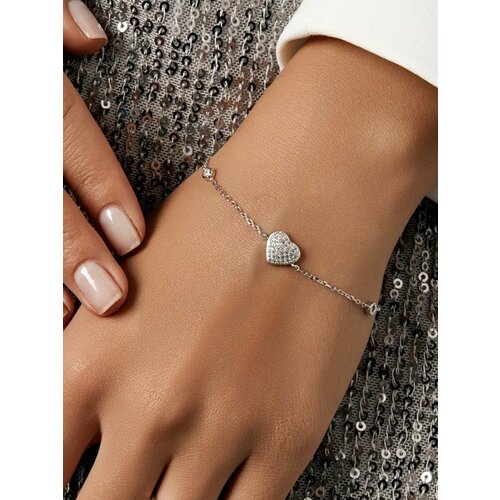 Браслет-цепочка SKAZKA Natali Romanovoi серебро 925 проба родирование фианит длина 18 см 1625₽