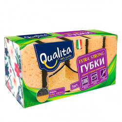 Губка для посуды QUALITA 5шт Extra Strong кухонные