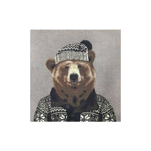 Подушка гобелен страна чудес - медведь зимой (думка 50х50)
