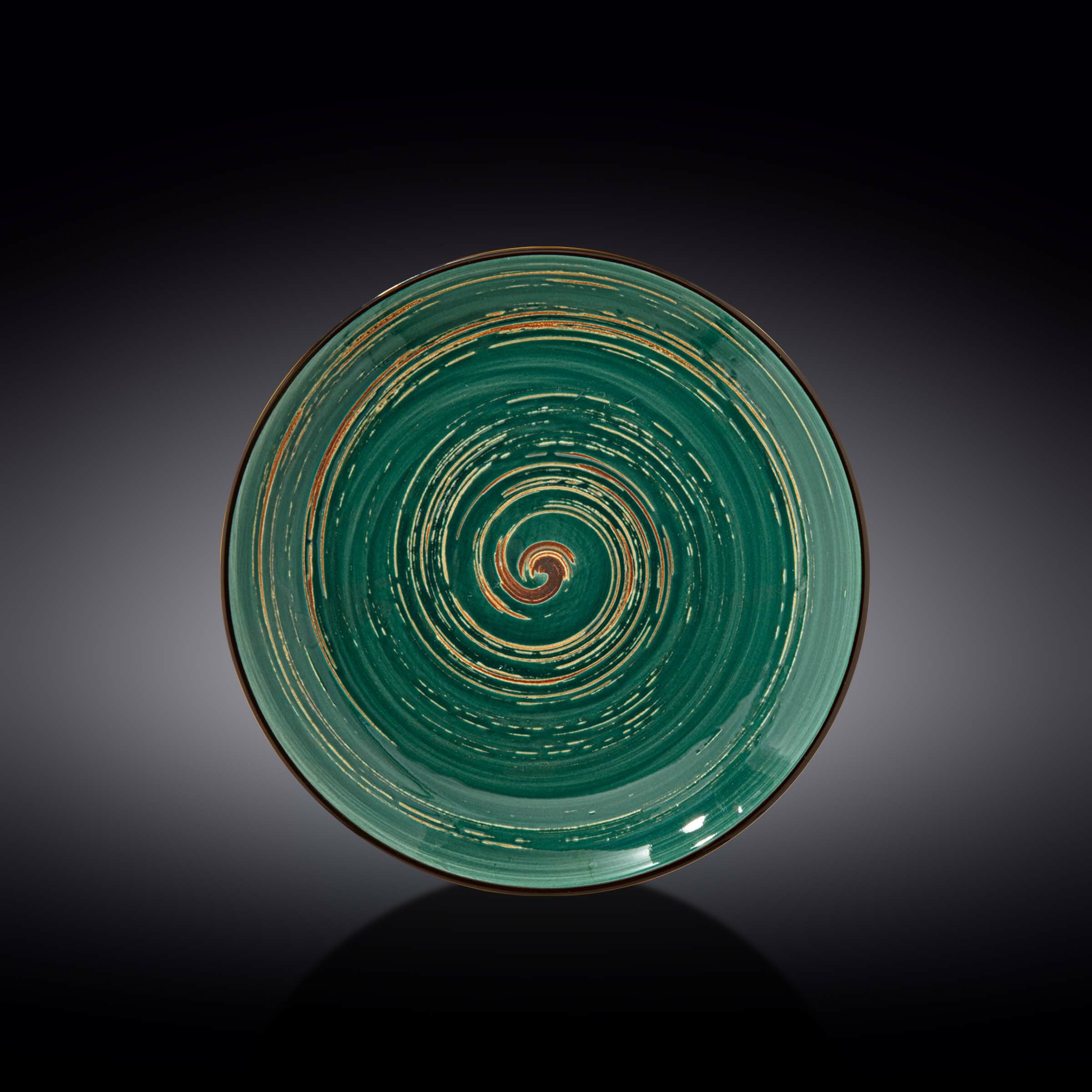 Тарелка обеденная Wilmax, Фарфор, круглая, 25,5 см, зеленый цвет, коллекция Spiral (WL-669514/A)