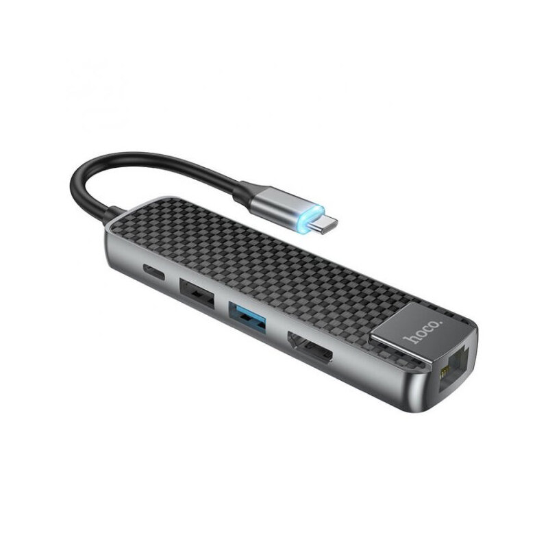 USB-концентратор Type-C Хаб Hub HB23 Easy view HDMI + USB30 + USB20 + RJ45 + PD