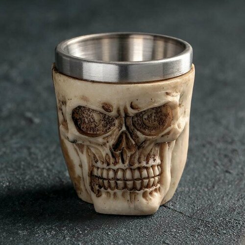 Стопка из нержавеющей стали «Череп. Хэллоуин», 60 мл, цвет бежевый