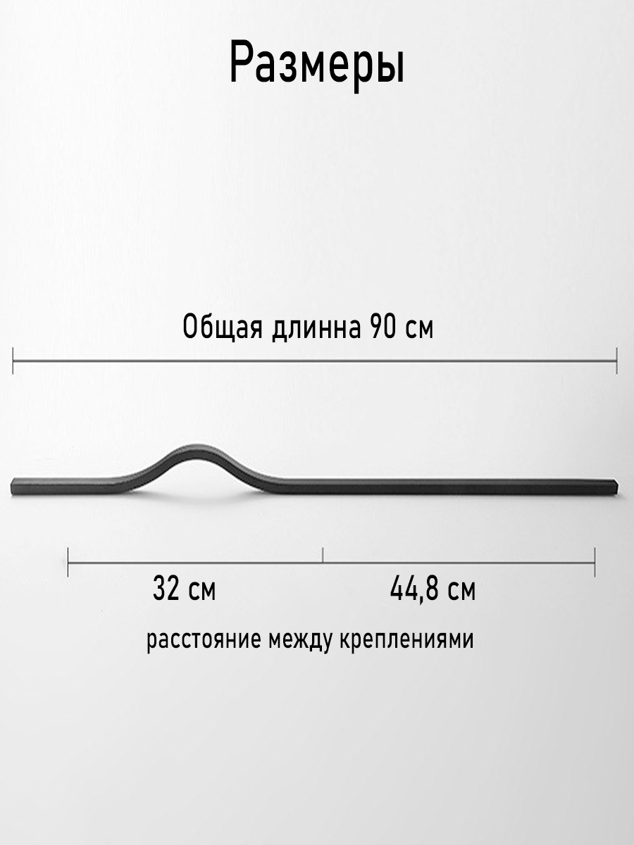 Ручка мебельная для шкафа длинная 900мм черный, 1шт. - фотография № 2