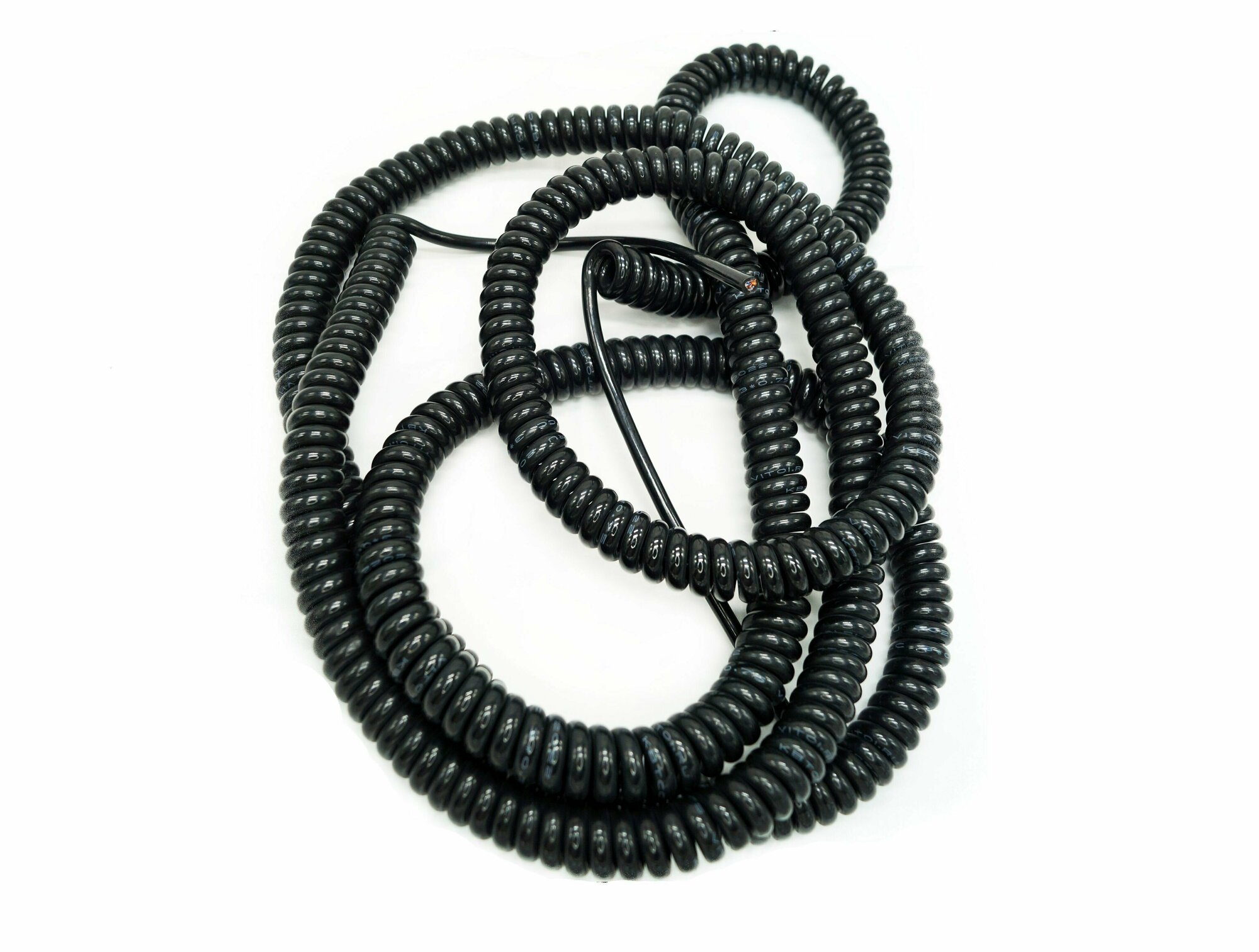 Спиральный кабель полиуретановый 3х0.75/2000-7500мм черный