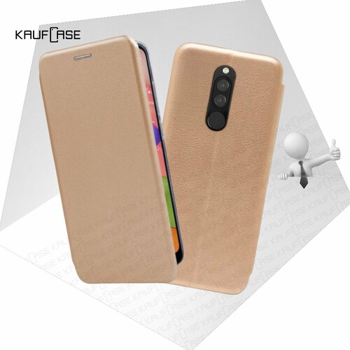 Чехол книжка KaufCase для телефона Xiaomi Redmi 8 (6.22), золото. Трансфомер чехол книжка kaufcase для телефона xiaomi redmi 6 5 45 красный трансфомер