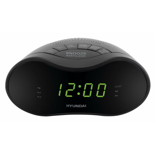 Радиобудильник Hyundai H-RCL200 черный LED подсв зеленая часы цифровые AMFM 170100₽