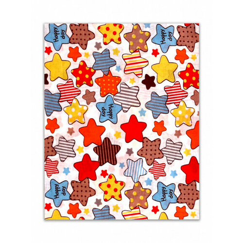 Детская пеленка ситец 95*120 С2 звезды/оранж. Комплект - 7 шт.