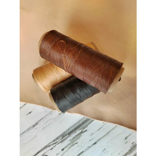 Набор вощёных ниток 100м, ассорти , 0.8мм 3шт.