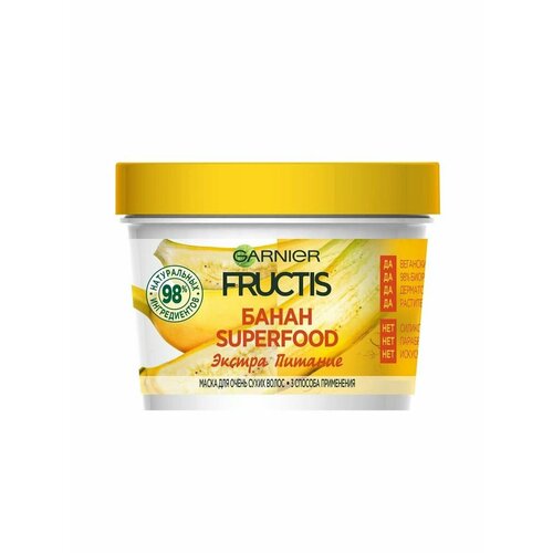 Фруктис Маска SUPERFOOD банан 390мл маска для очень сухих волос экстра питание fructis банан superfood 390 мл