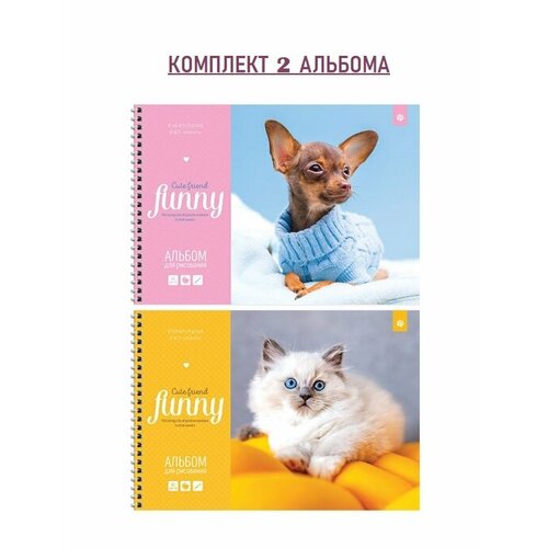 ArtSpace Альбом для рисования 40л, А4, Питомцы. Funny pets (комплект 2 шт) альбом для рисования 24л а4 на гребне artspace питомцы pretty sweet 6 штук в упаковке 2 дизайна