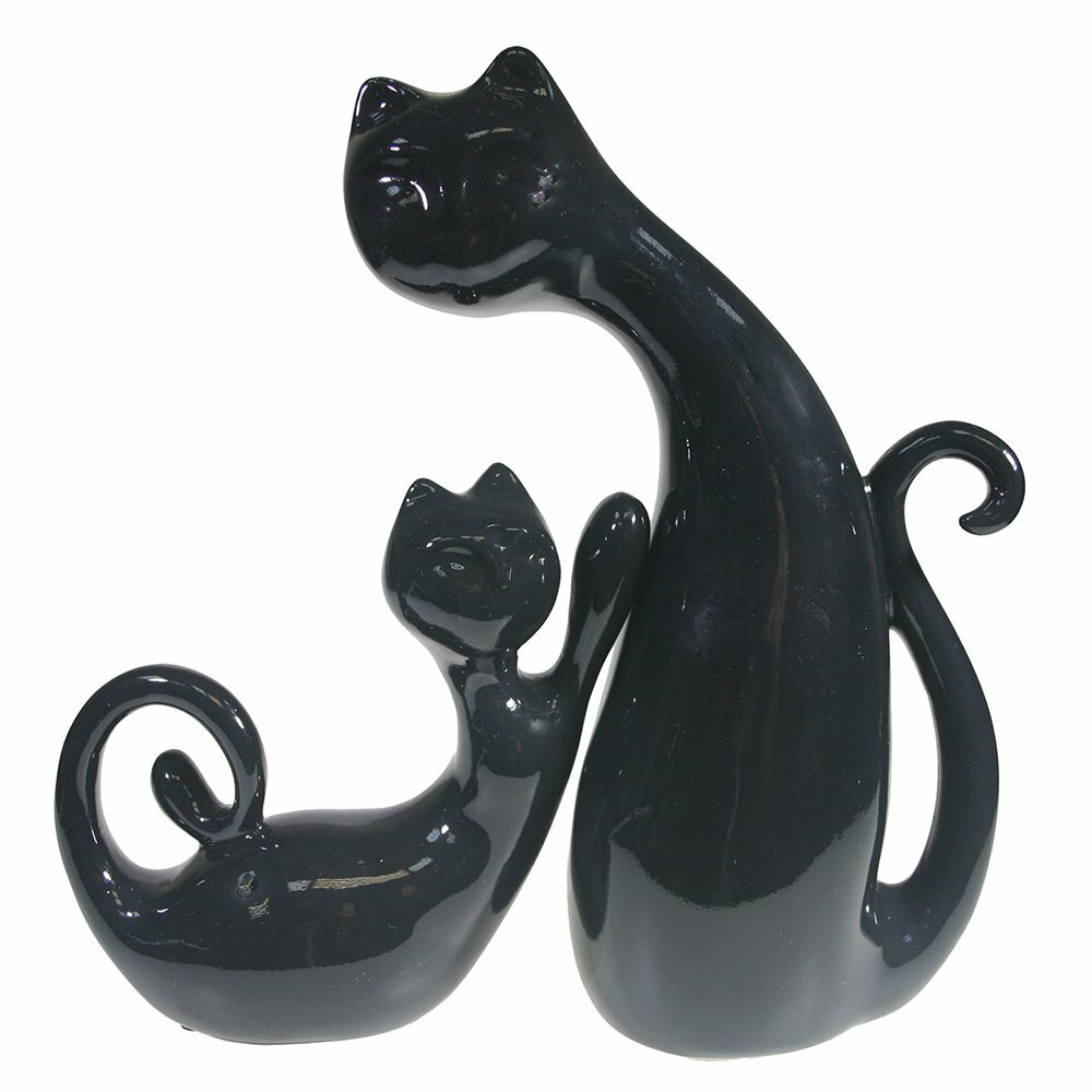 Набор из 2-х декоративных фигурок Кошки цв. черный, 16,5*7*16см (маленькая), 17*9*26,5см (большая) KSMR-713425/I066 Hoff - фото №1