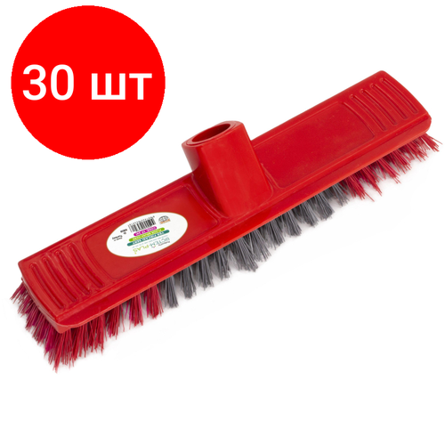 Комплект 30 штук Щетка для пола A-VM жесткая 25см резьбовое крепление красная YF341-R 16799₽