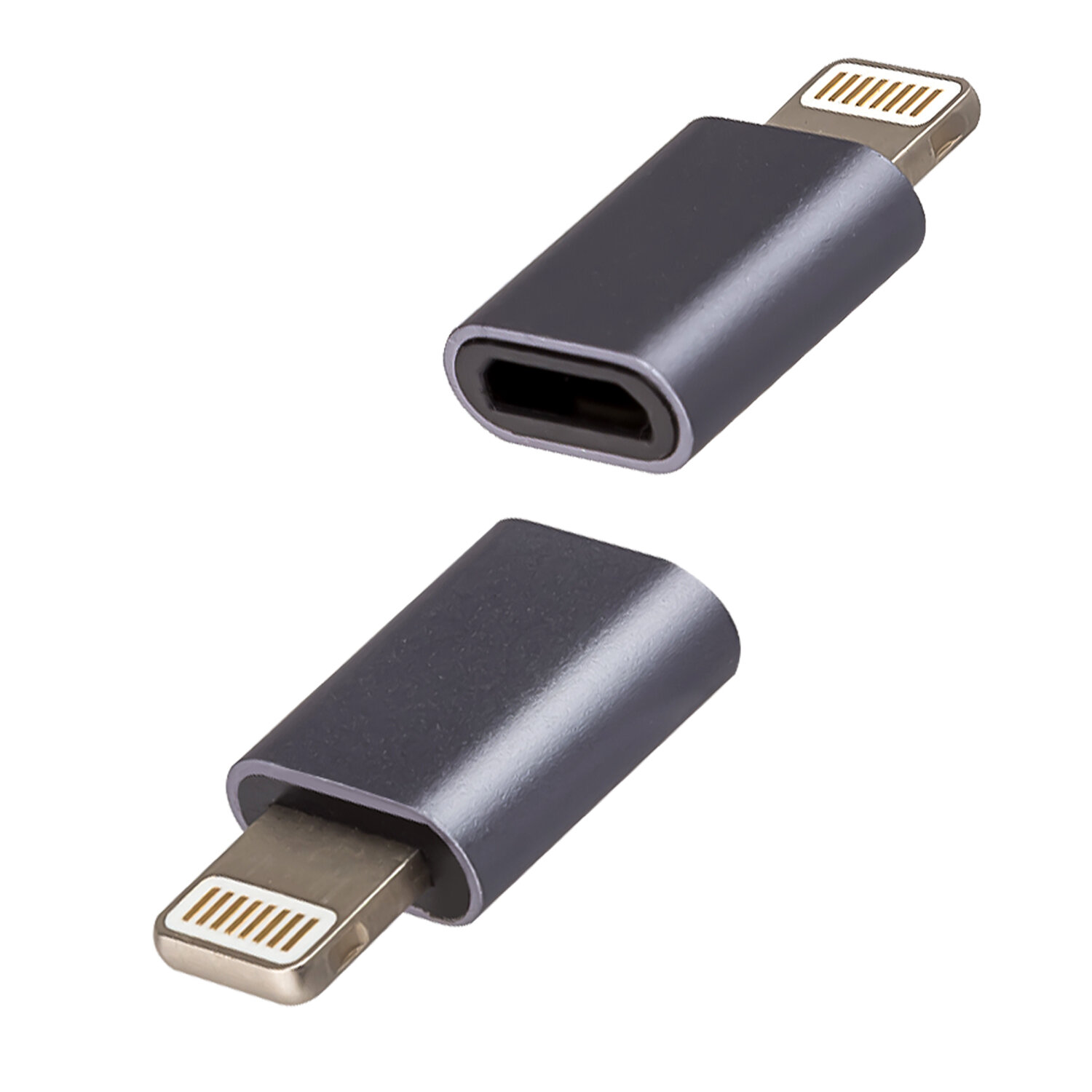 Переходник Micro USB на Lightning, ISA OTG, алюминий, серый