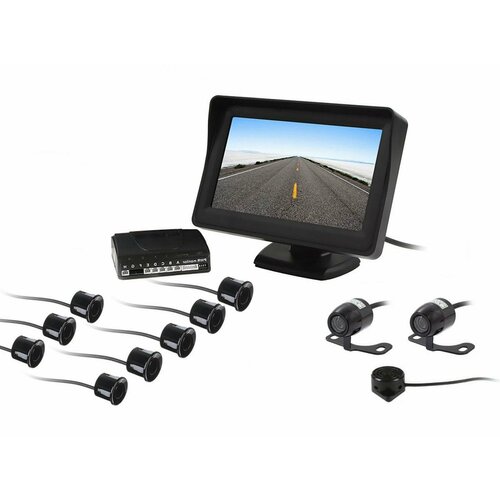 MasterPark 041-8-W парктроник для авто с двумя камерами восемью датчиками и монитором 43 дюйма Камера заднего вида в подарочной упаковке 1272900₽